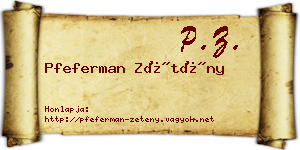 Pfeferman Zétény névjegykártya